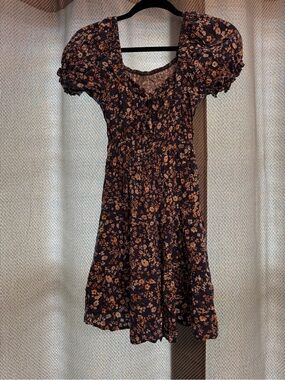 Navy Blue Floral Mini Dress